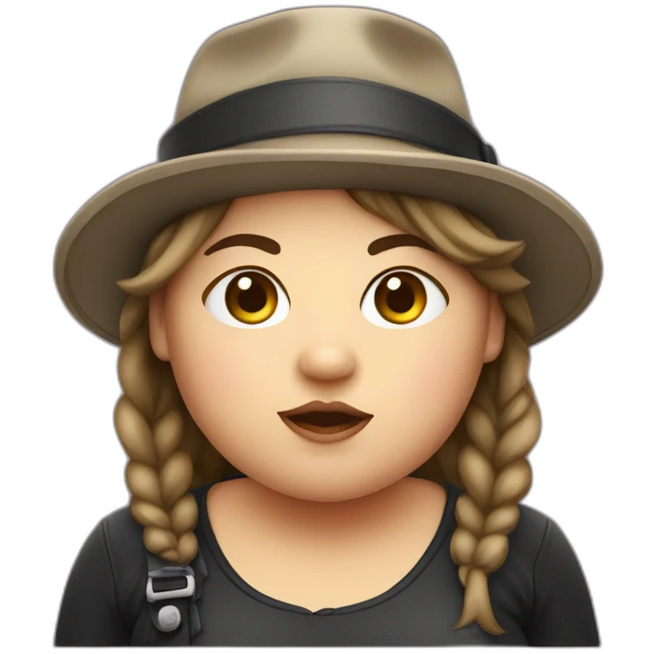 Chubby girl with an eye patch and a hat emoji