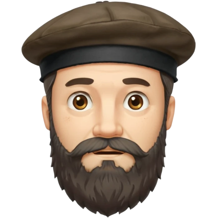Olentzero es representado como un hombre grueso, desharrapado, manchado de carbón, de buen comer CON BOINA Y BARBA.  emoji