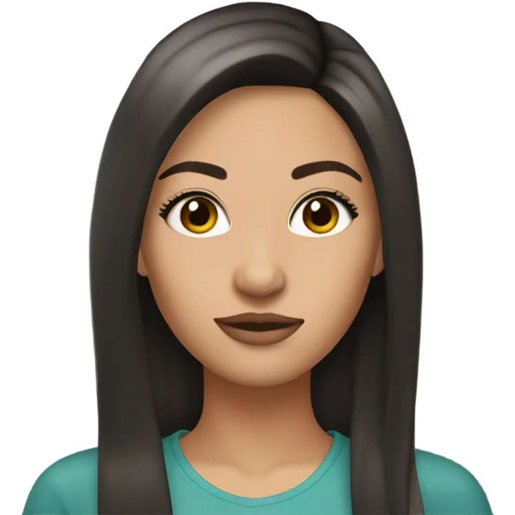 brunette straight hair with lashes and eyeliner woman  emoji