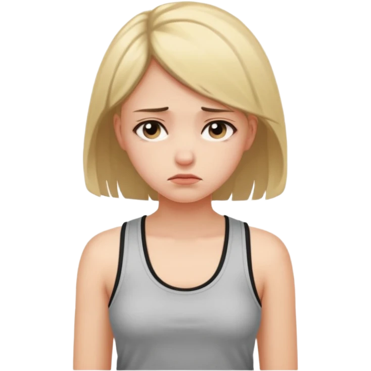 Mutsuz kız üstünde askılı kıyafet olan emoji