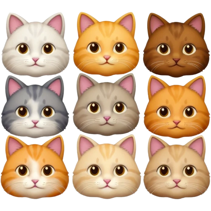 6 cats with different coloured coats emoji