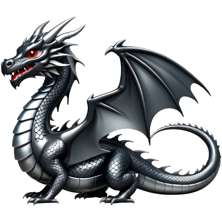 3d chrome plated silver blackdragon emoji
