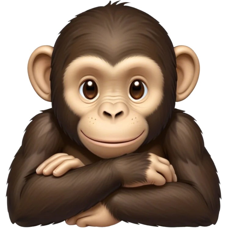 Meme-Worthy cute Sleeping Chimpanzee Portrait Emoji, Head resting peacefully with a contented smile, showcasing a soft, relaxed expression and gently closed eyes in serene slumber, Simplified yet hilariously adorable features, highly detailed, glowing with a soft, drowsy glow, high shine, relaxed and utterly lovable, stylized with an air of playful laziness, bright and heartwarming, soft glowing outline, capturing the essence of a sleeping chimpanzee that feels destined to become the next viral sensation of adorable rest! emoji