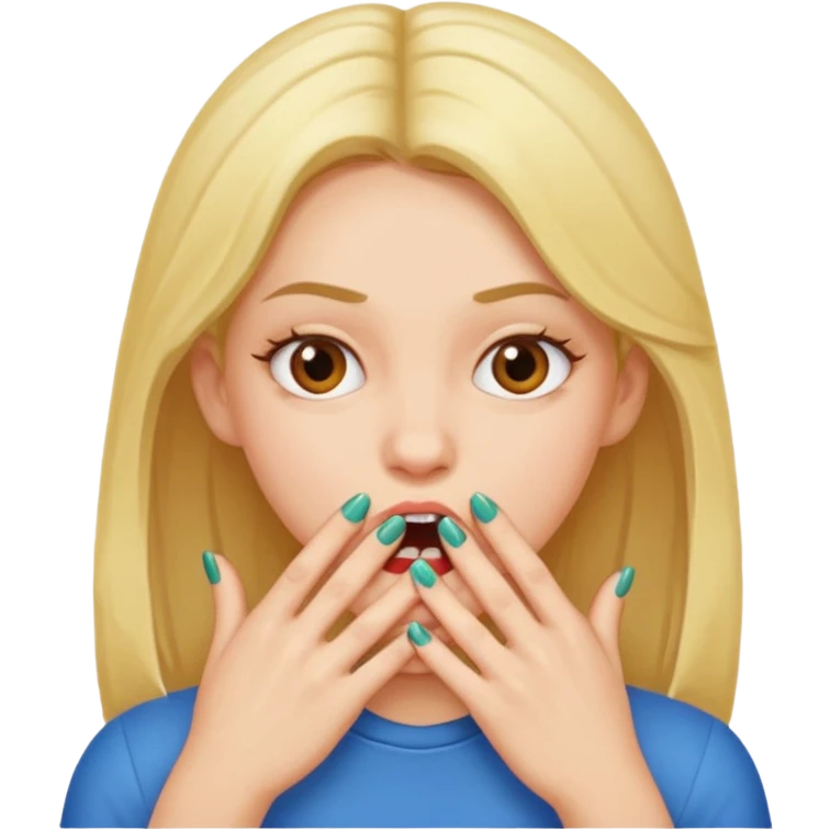 A girl biting her nails emoji