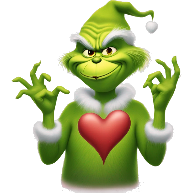 The grinch making a heart with his hands  emoji
