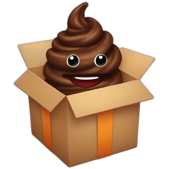 Smiling Dark brown poo inside a gift box with a ribbon emoji