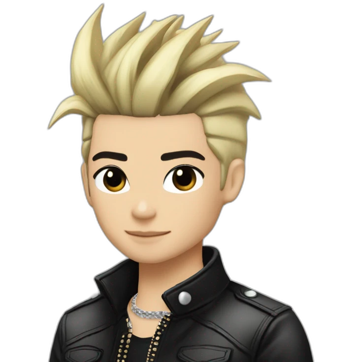Bill Kaulitz black hair down with blonde highlights emo emoji