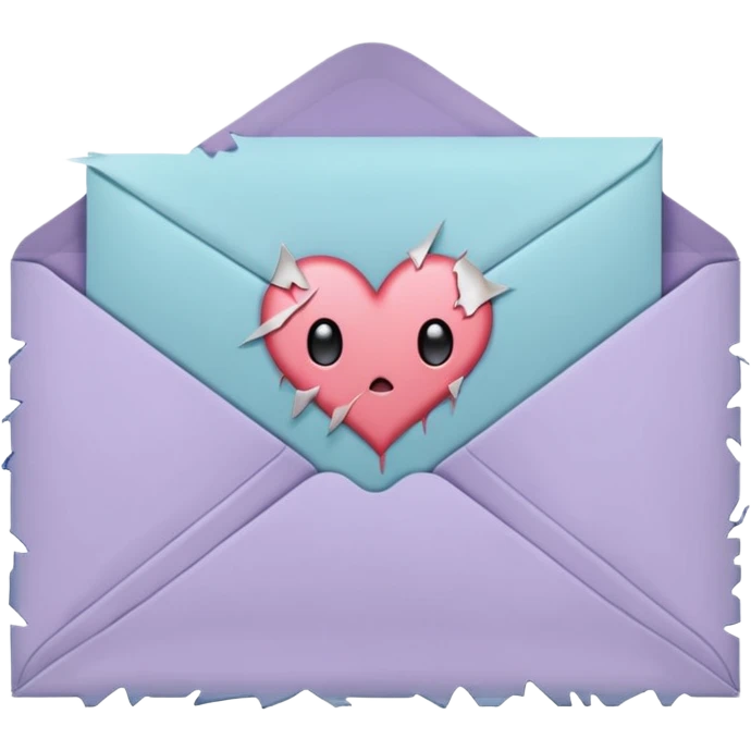 pastel emo envelope with a broken heart seal emoji