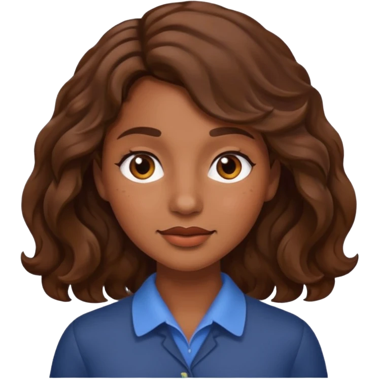 Uma mulher morena de cabelo ondulado e um sinal na bochecha emoji