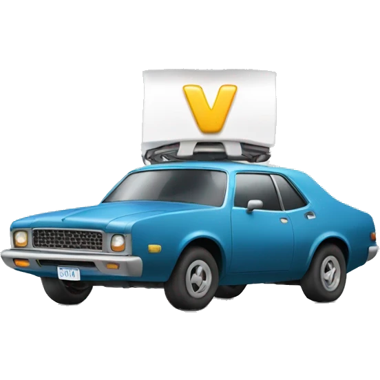 a car with v8 writing  emoji