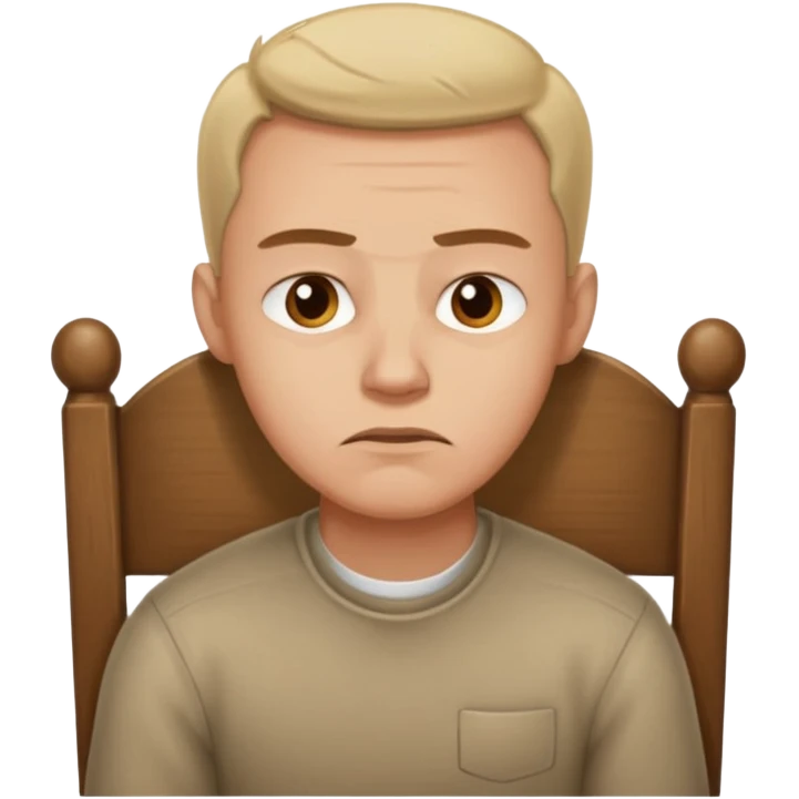 мужчина в кресле, брови нахмурены, он напряжен emoji