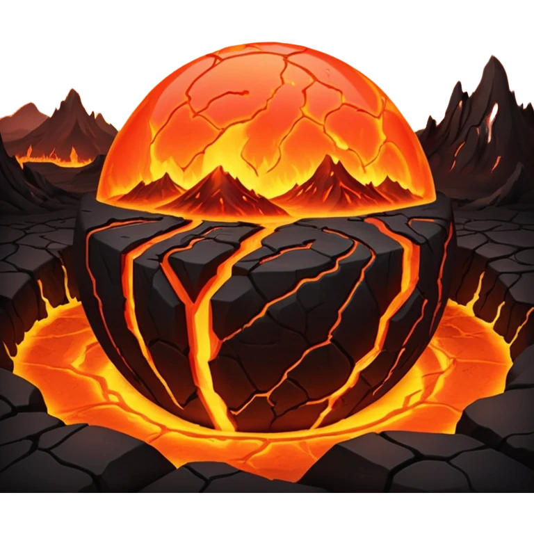 sphere globe planet, surface covered with lava and valley emoji