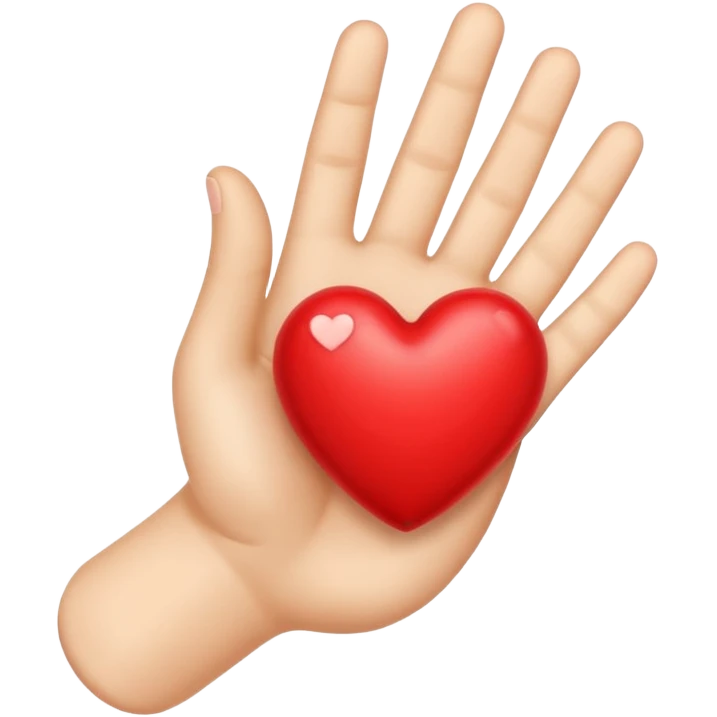 Hand heart emoji with a red heart inside emoji