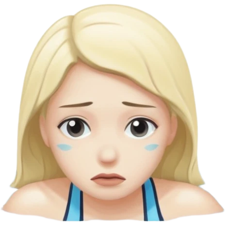 a woman swimming alone, appearing sad emoji
