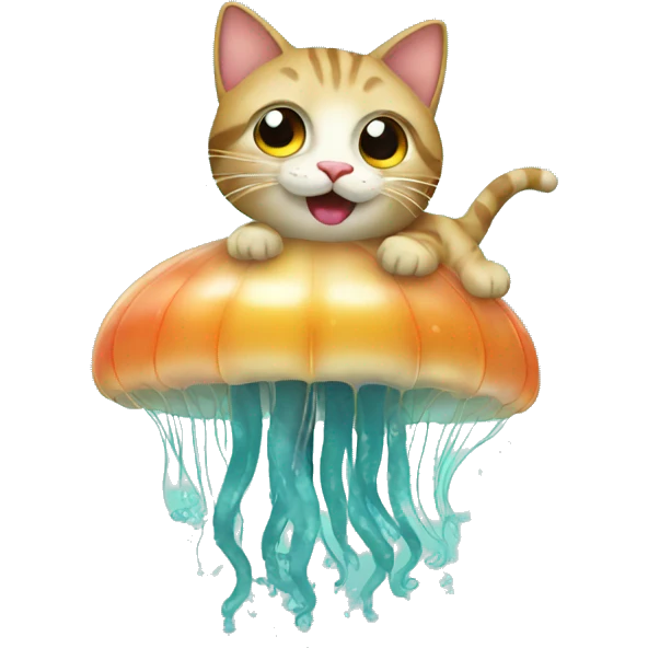 Cat riding a jellyfish  emoji