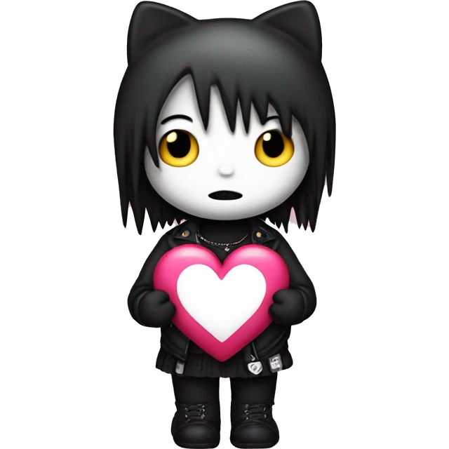 Emo Hello kitty holding up a heart emoji