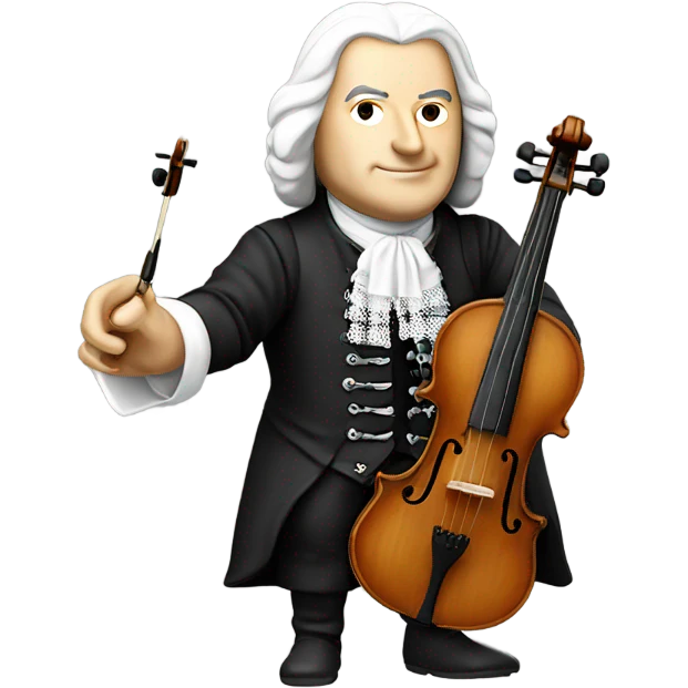 Johann Sebastian Bach holding violin emoji