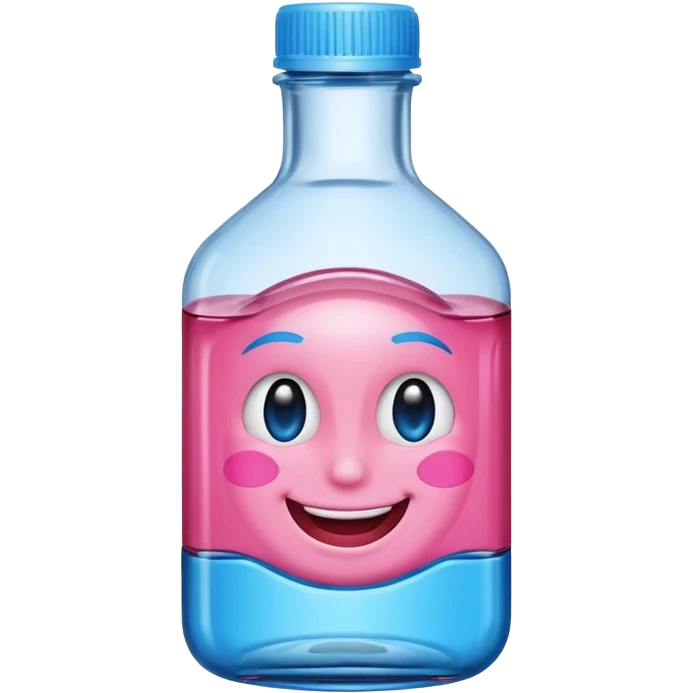 Smiling winking oil bottle pink blue top  emoji