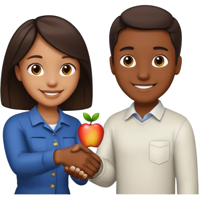 a man and a girl shaking hands, one with darker skin and one with lighter skin, apple emoji style emoji