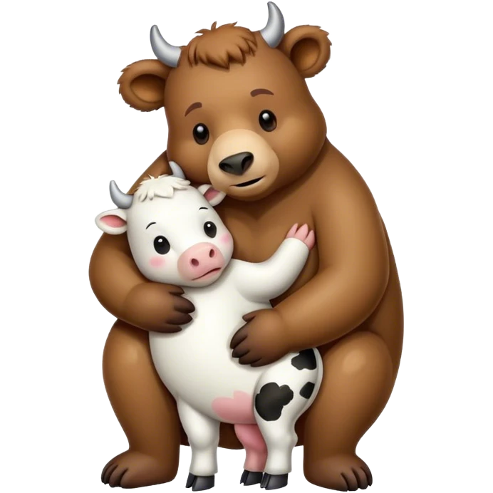 Bear hugging a cow emoji