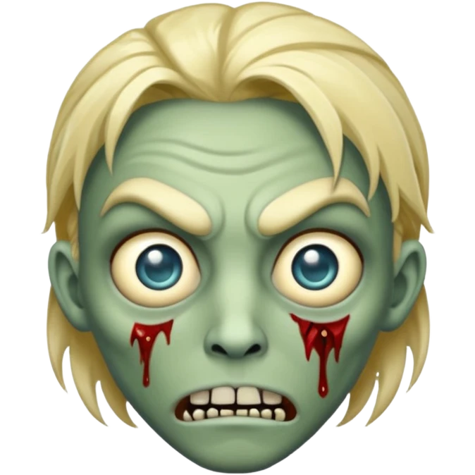 zombie emoji with a diamond shaped head, freefroms hair, and hunter eyes emoji