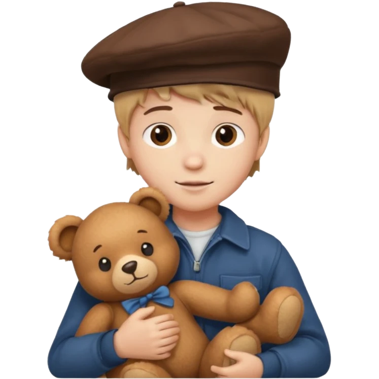 boy wearing hat with teddy bear  emoji