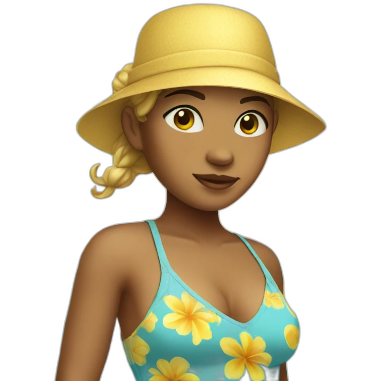 Girl with yellow skin in beach clothing emoji