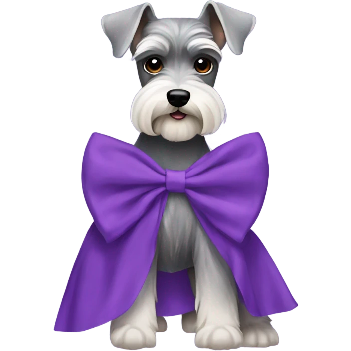 two schnauzers with purple dresses and bows emoji