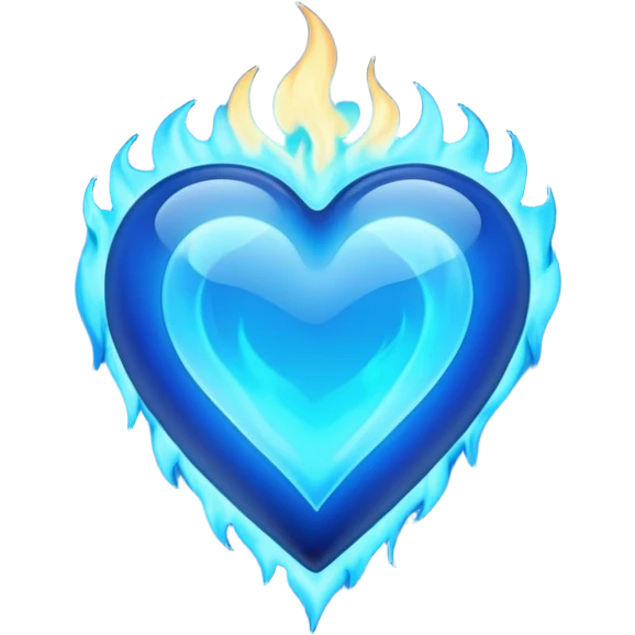 cuore blu con le fiamme blu emoji