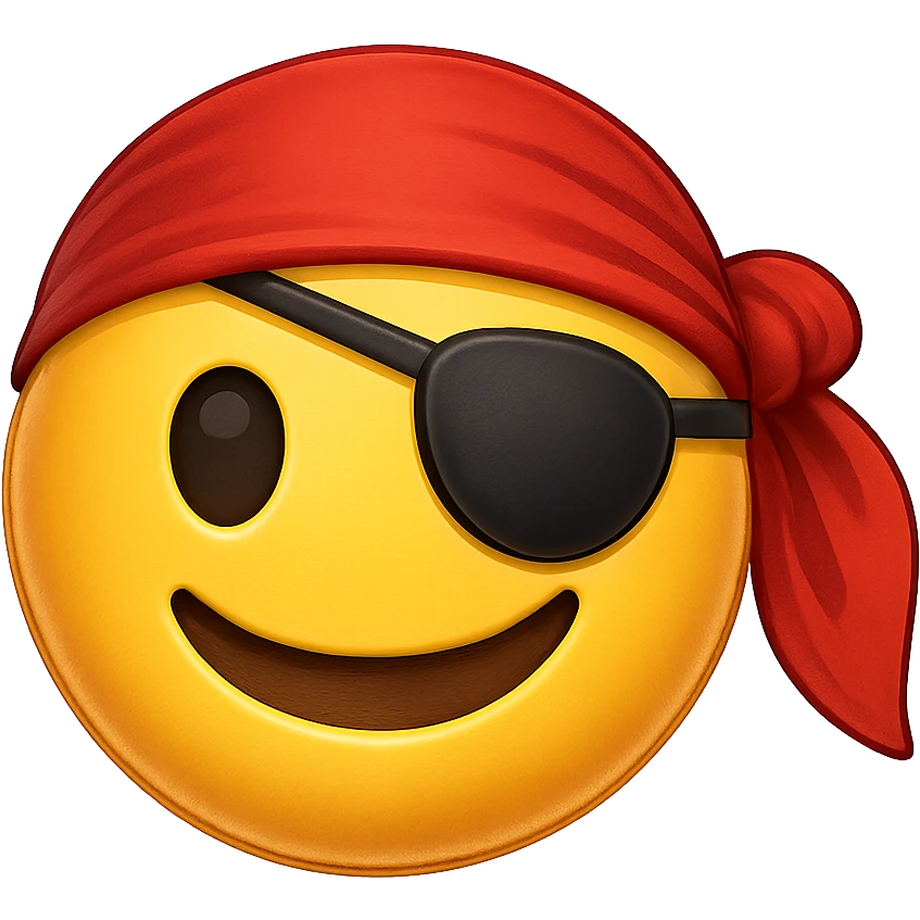 yellow face with red pirate bandana, digital illustration, emoji style emoji