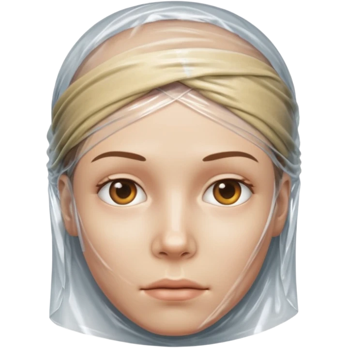 Human head wrapped in plastic wrap emoji