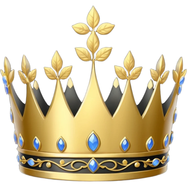 eine schwarze krone mit ein wenigen verzirten goldblätter  emoji