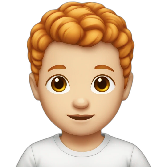 Ginger head baby boy with dark brown eyes box hair emoji
