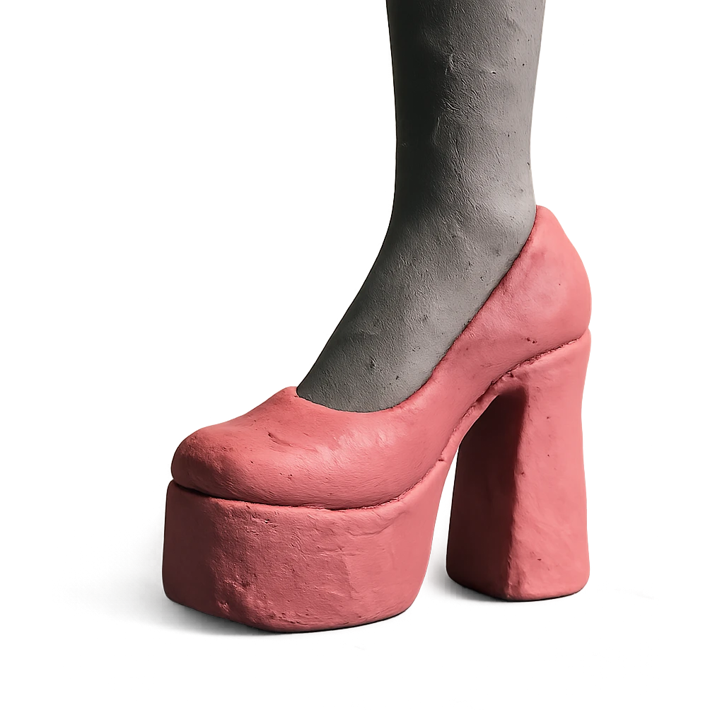 pink platform heel with leg in stockings emoji