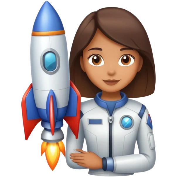 Girl with rocketship emoji