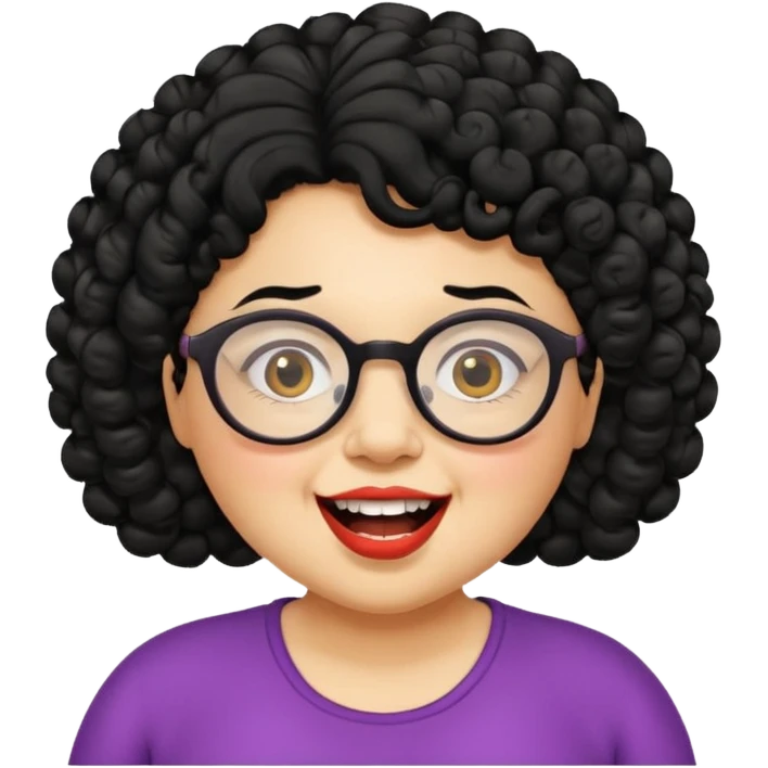 short fat lady with glasses ,crooked teeth and crazy curly black hair emoji