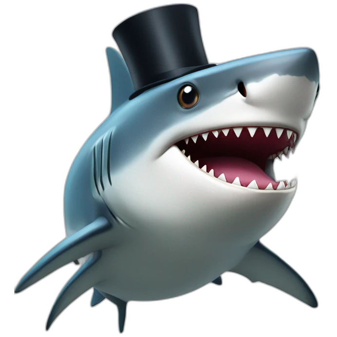 Shark with a top hat emoji
