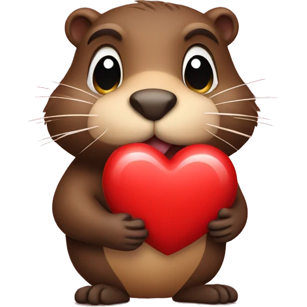 Beaver holding heart emoji