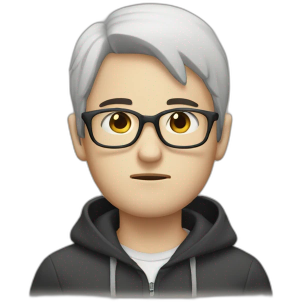 sad white boy with glasses black straight hair beard emoji