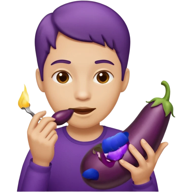 Face eating eggplant  emoji