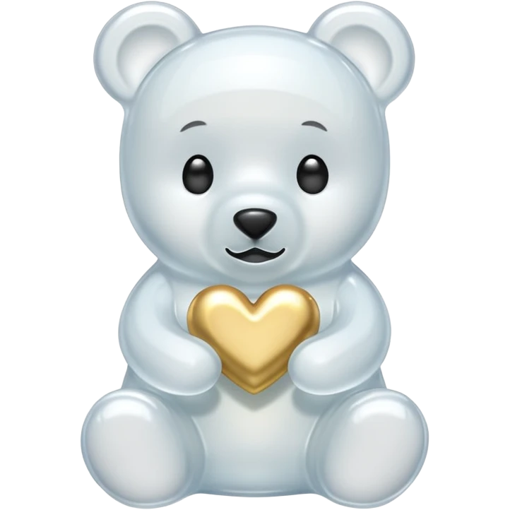 white gummy bear with gold heart kawaii  emoji