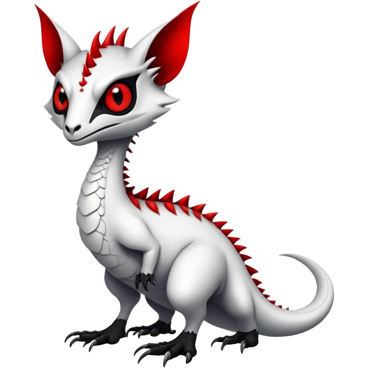 a white with black belly and red eyes exotic edgy vernid-fionbri-creature full body emoji