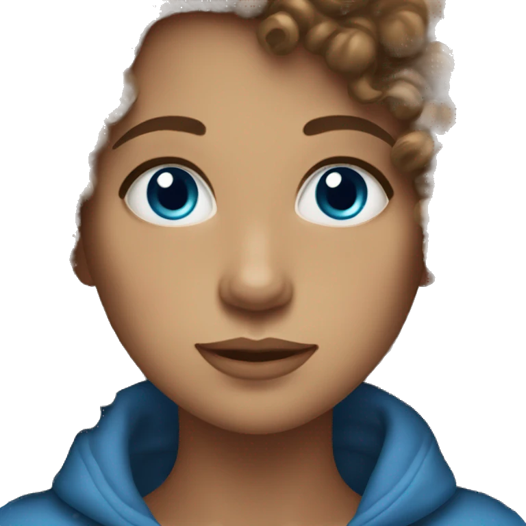 Woman with Curly brown hair and blue eyes emoji