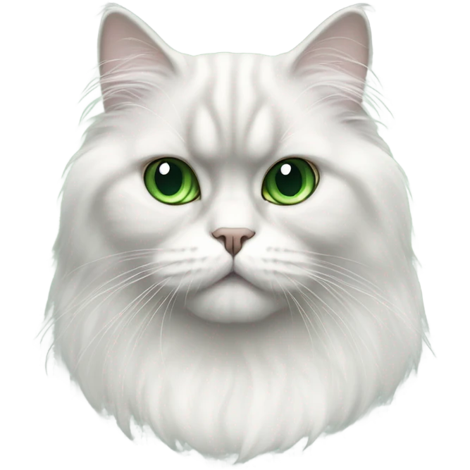 White and gray Persian cat with green eyes emoji