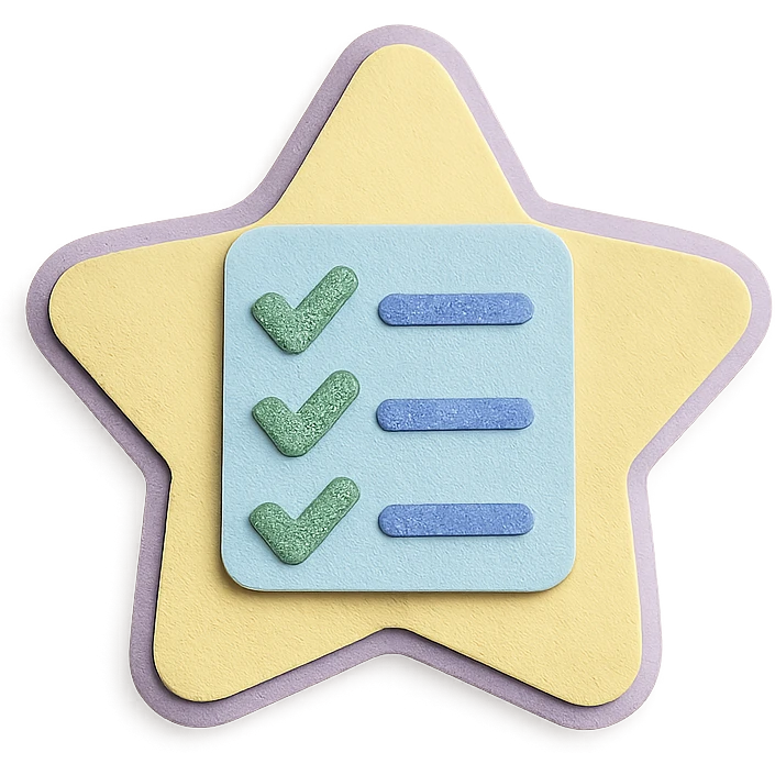 soft pastel cute star-shaped checklist icon emoji