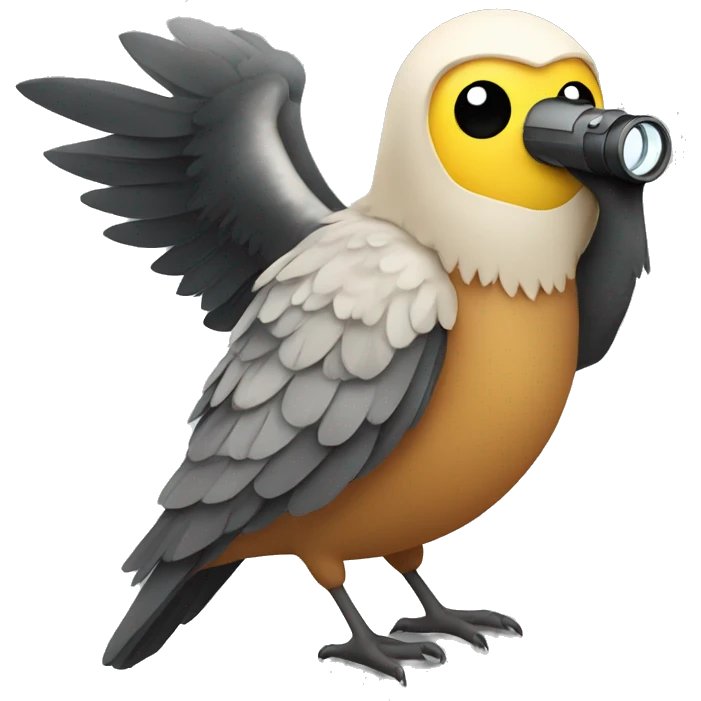 bird holding binoculars with wings watching in the distance emoji
