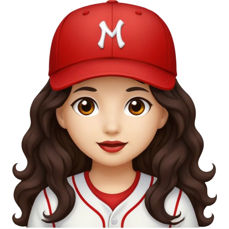 png image of girl with long dark hair wearing a baseball hat emoji