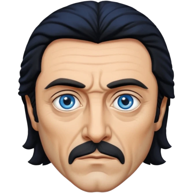Ian McShane with blue eyes, black hair emoji