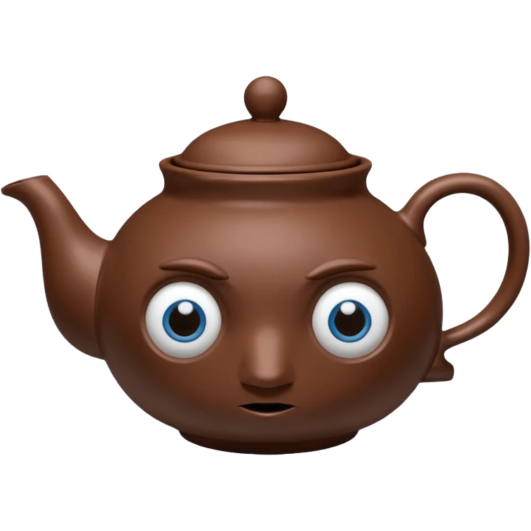 brown teapot, with a concerned expression including big blue eyes. It has human legs on the bottom, and a human hand connected to its handle. emoji