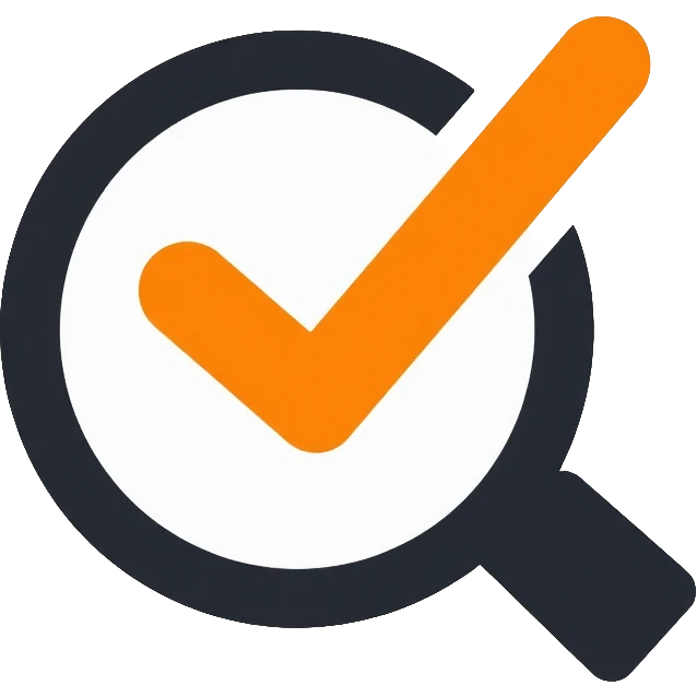 Quality Assurance logo with checkmark and magnifying glass emoji